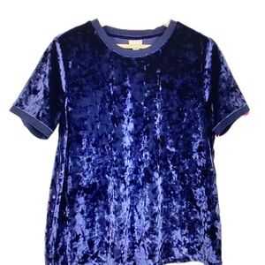 Navy royal blue crushed velvet T shirt